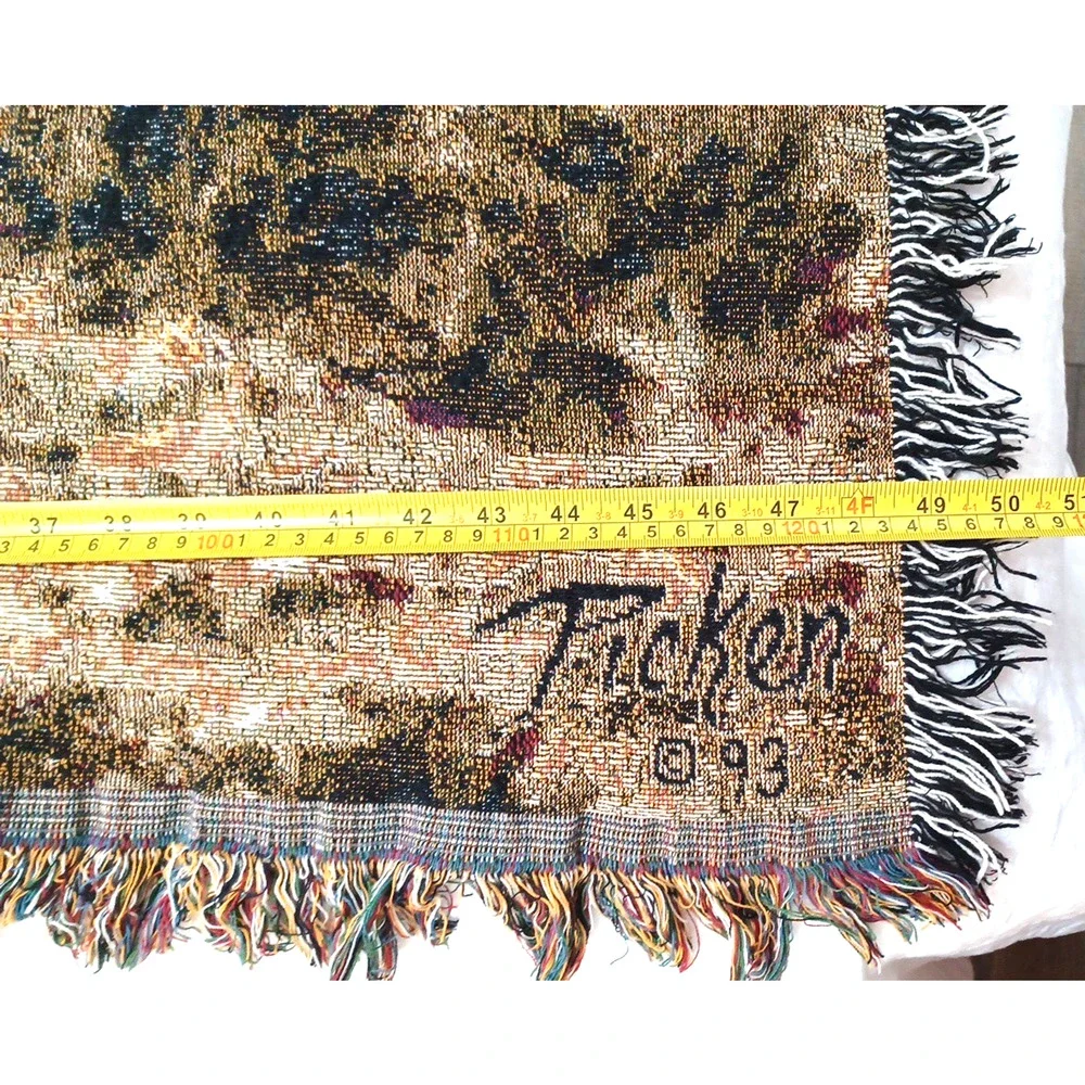 VTG Picken '93 Deer Buck Throw Tapestry Fringe Blanket Wall 50x65 Cabin Hunting